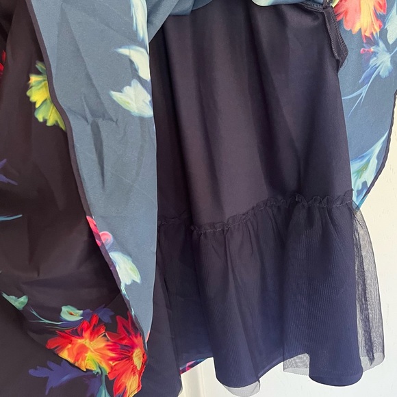 Betsey Johnson Navy Multicolor Sleeveless A-Line Dress with tulle lining. - Picture 5 of 7